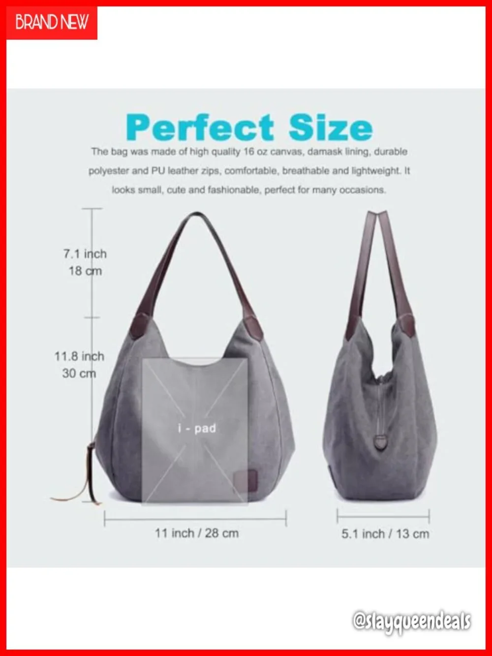 Canvas Multi-pocket Hobo Shoulder Bag